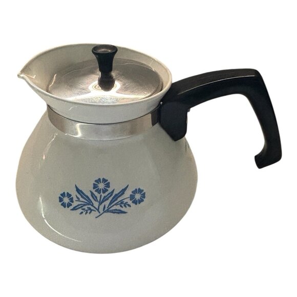 RARE Backstamp 1958 Vintage Corning Ware Blue Cornflower 6 Cup Teapot with lid - Picture 1 of 7